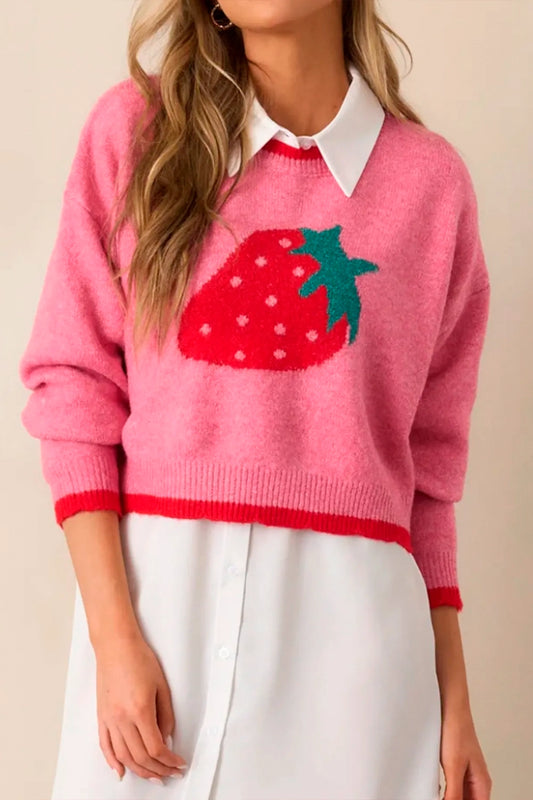 STRAWBERRY KNIT SWEATER